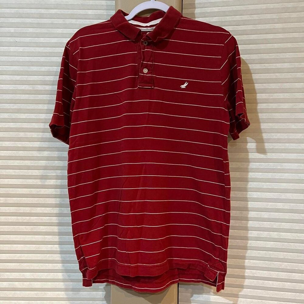 Urban Pipeline Red and White Stripe Polo‎ Shirt, Men's: Medium